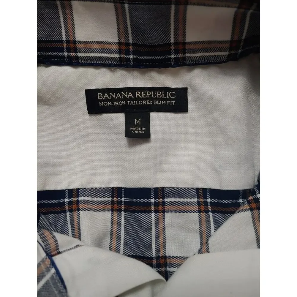Mens Banana Republic Plaid Button Front sz M